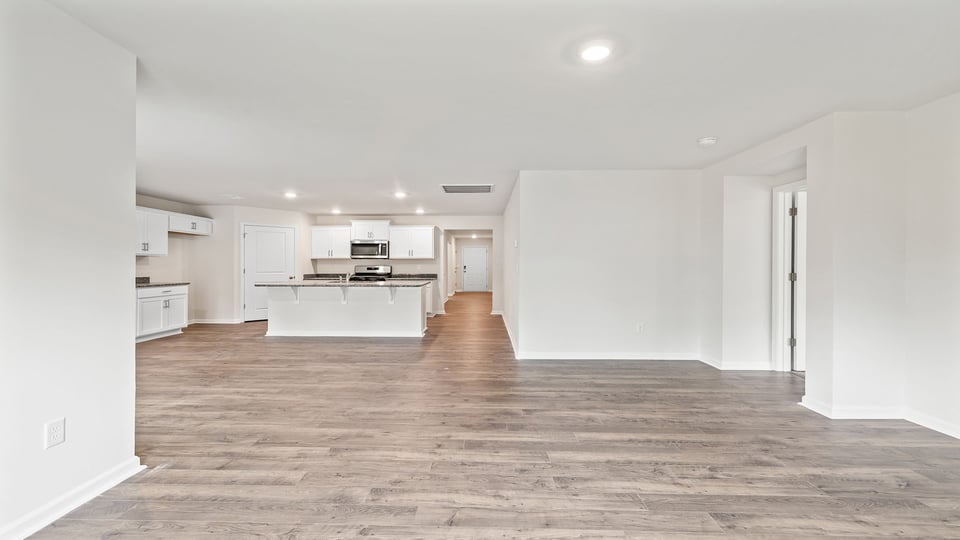 Family room facing kitchen.