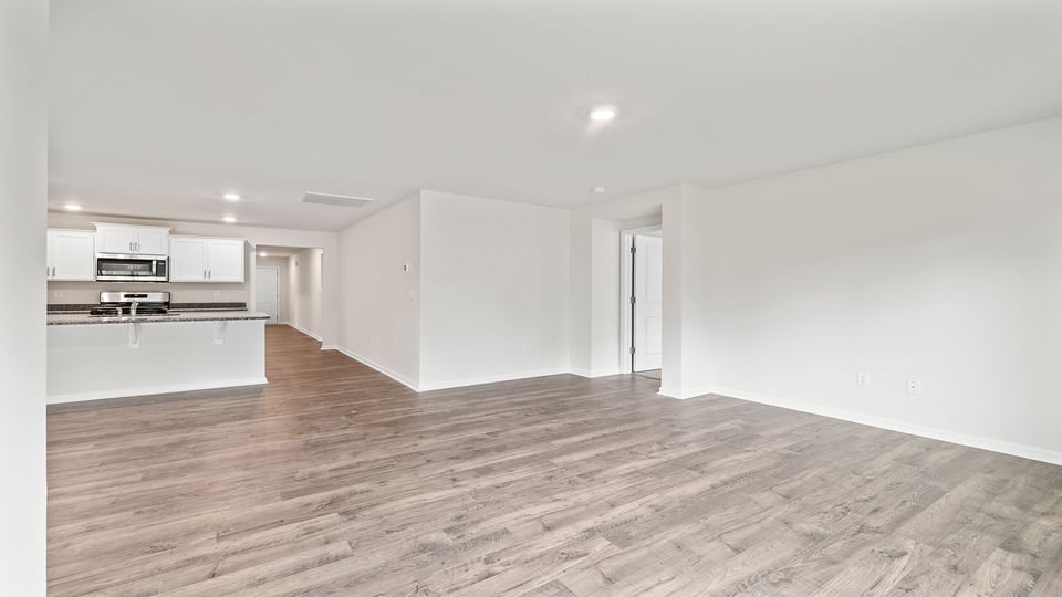 Family room facing kitchen.