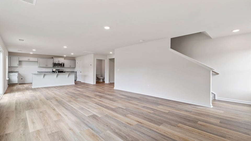 Family room with windows.