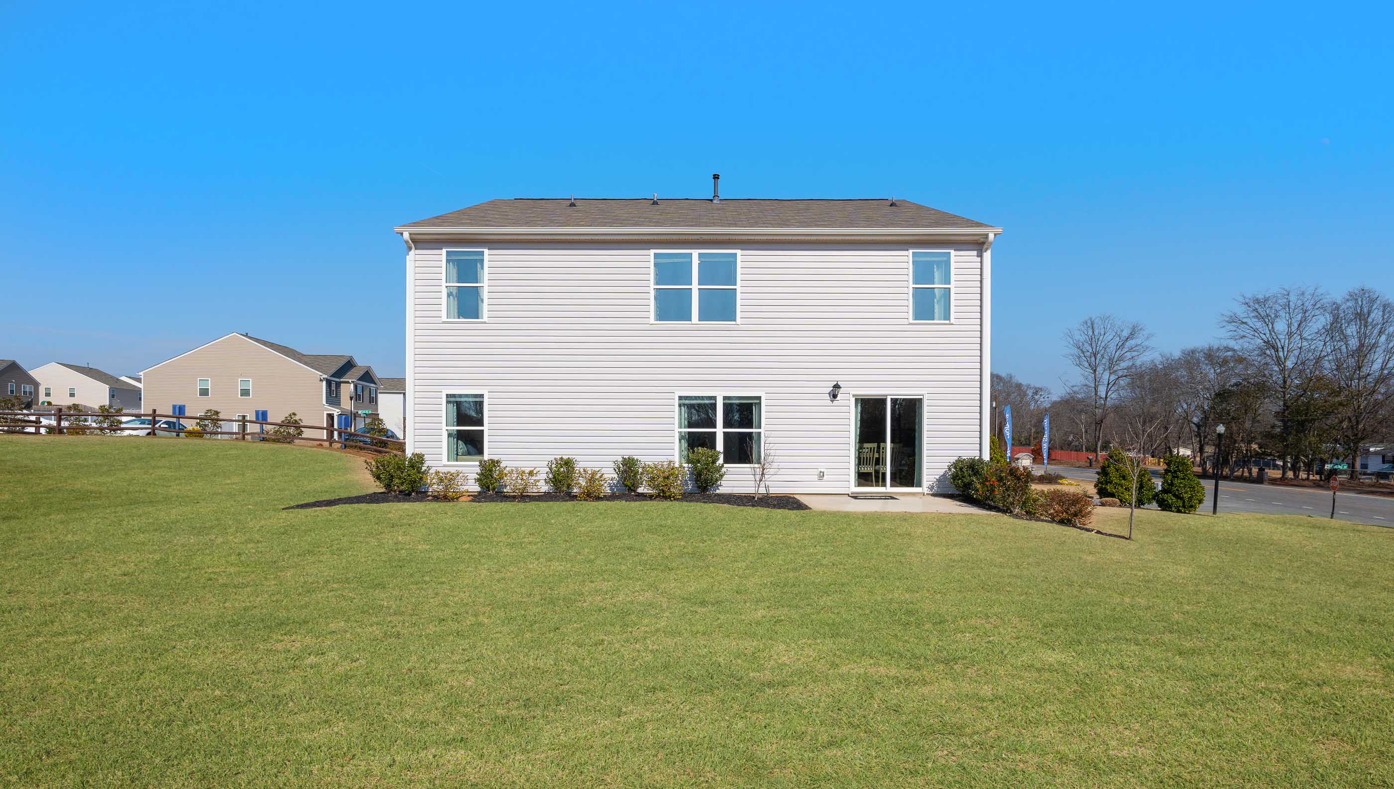 Large backyard of home.