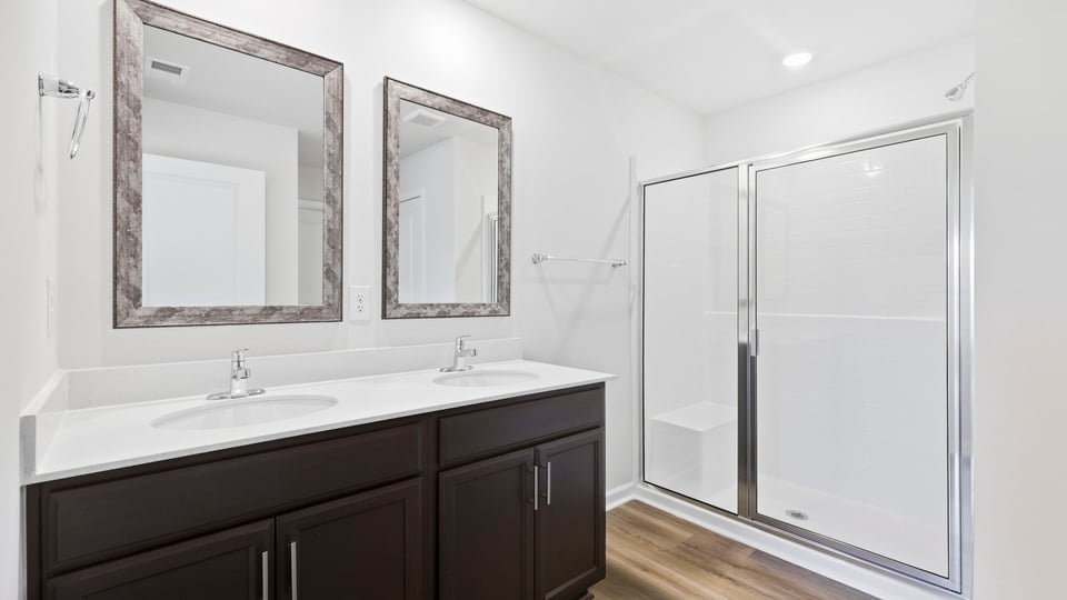 Bathroom with double vanity.