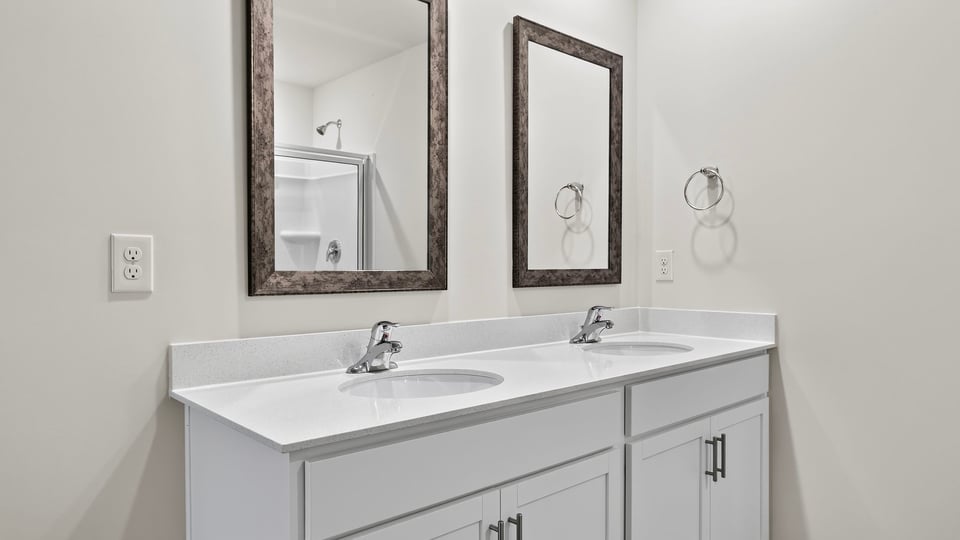 Bathroom with double sink vanity.