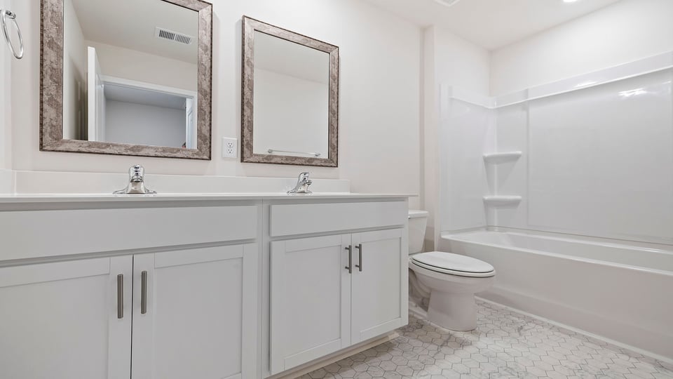 Bathroom with double sink vanity.
