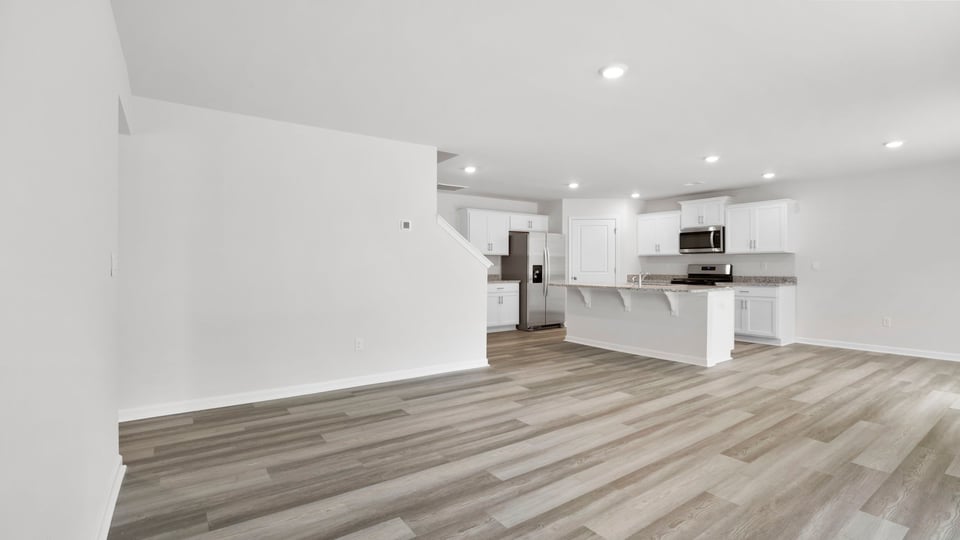 View of kitchen from great room.
