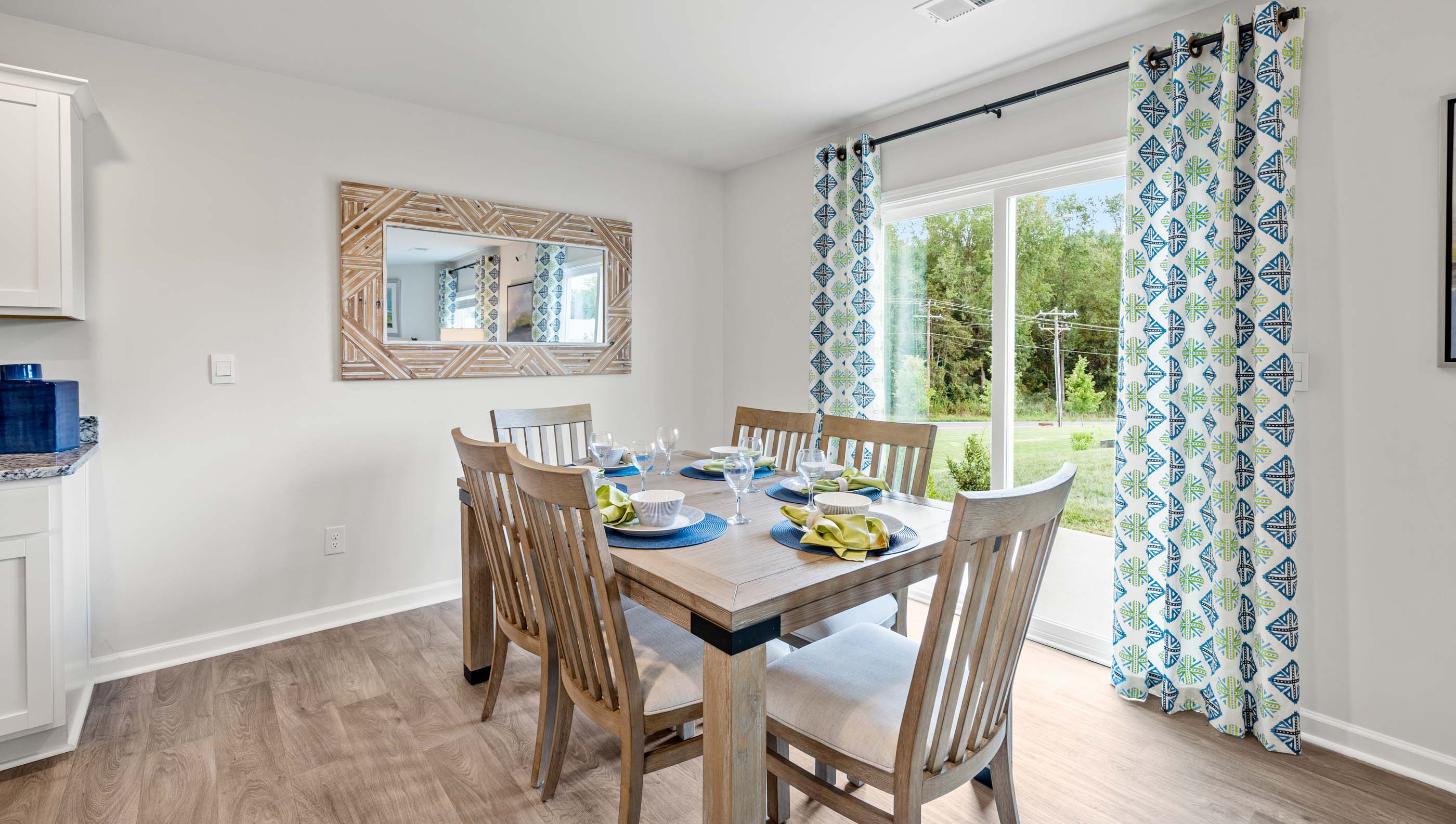 Dining room with and sliding doors to patio.