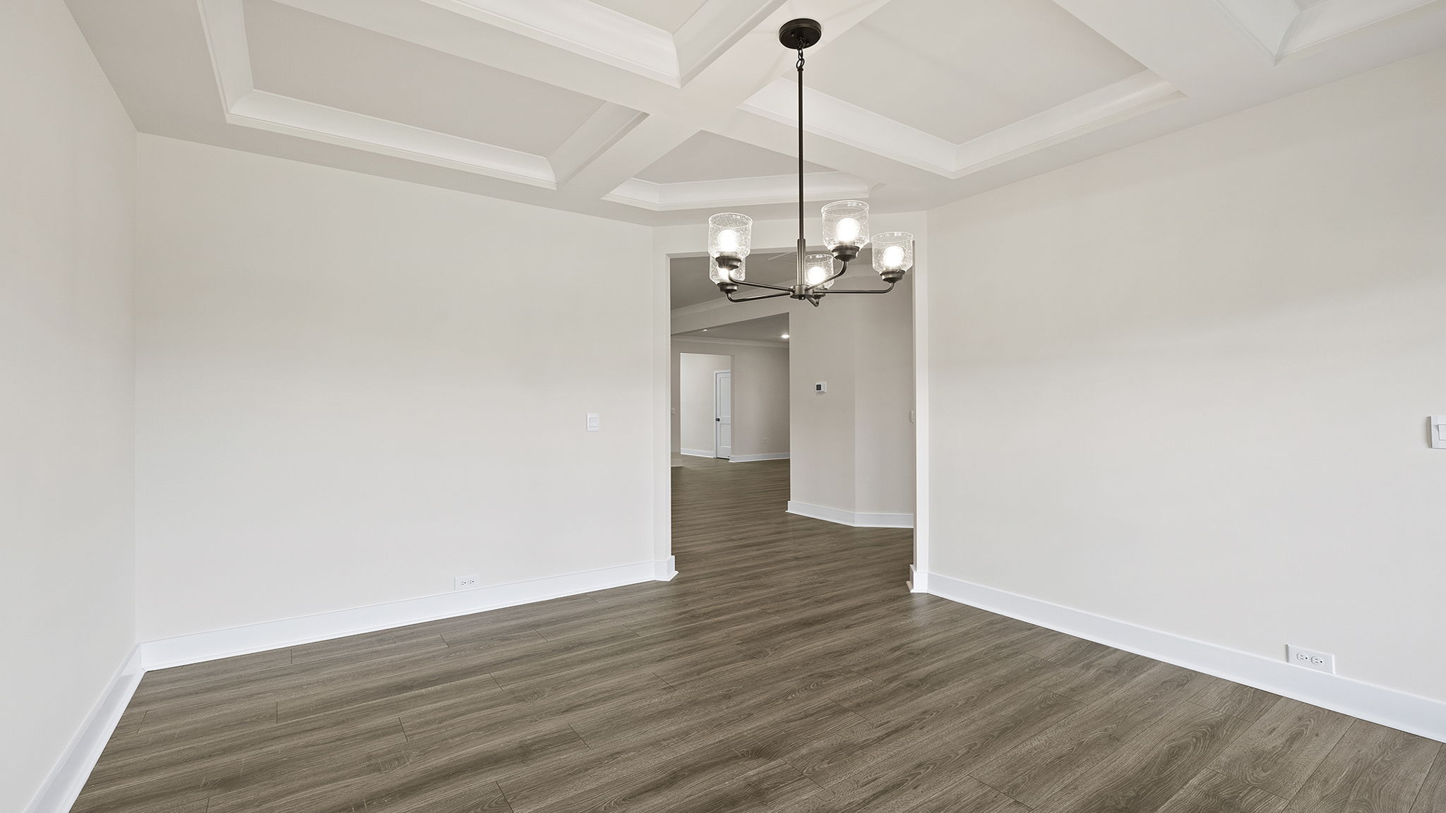 Dining room with windows.
