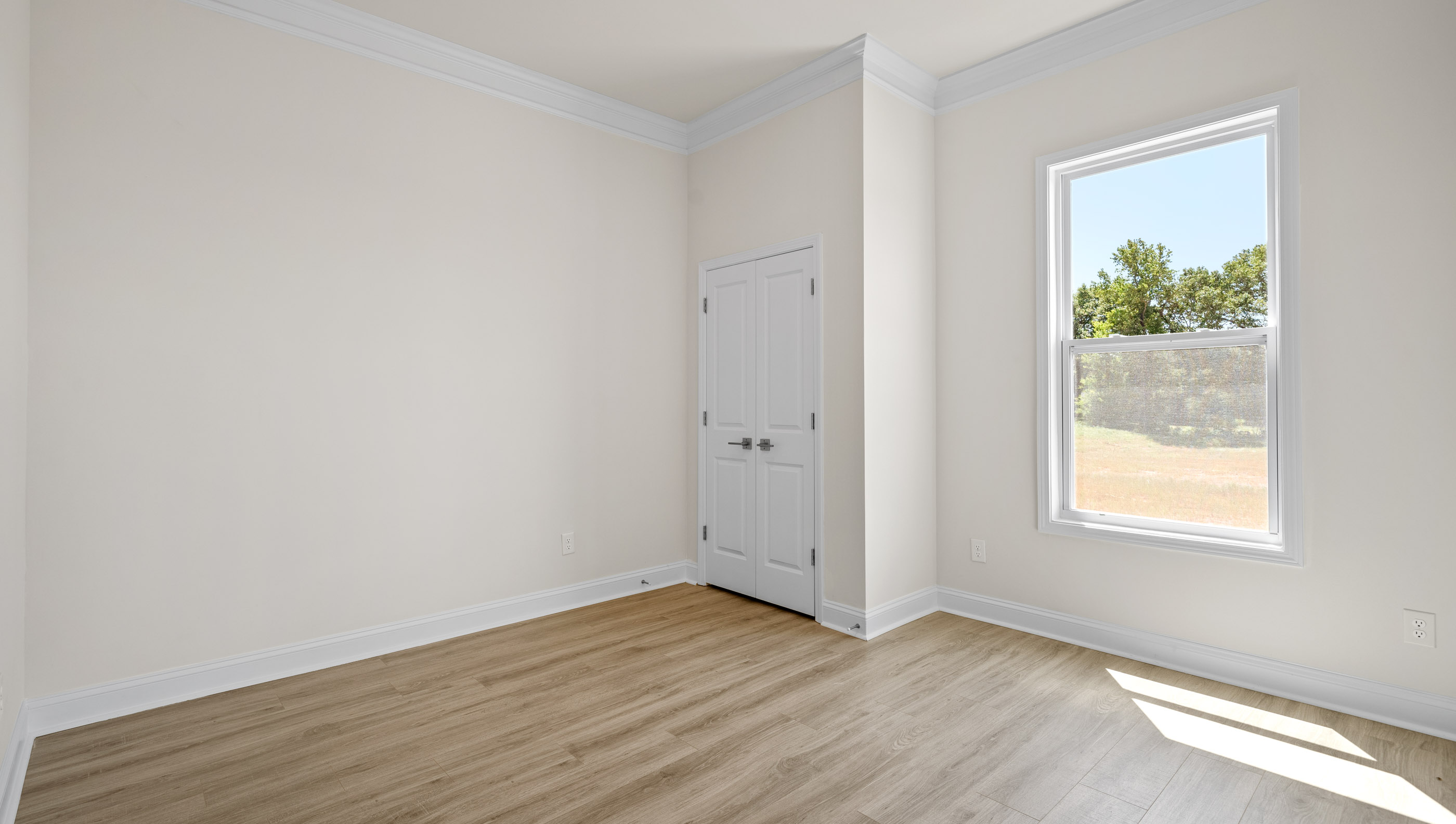 Bedroom with windows.