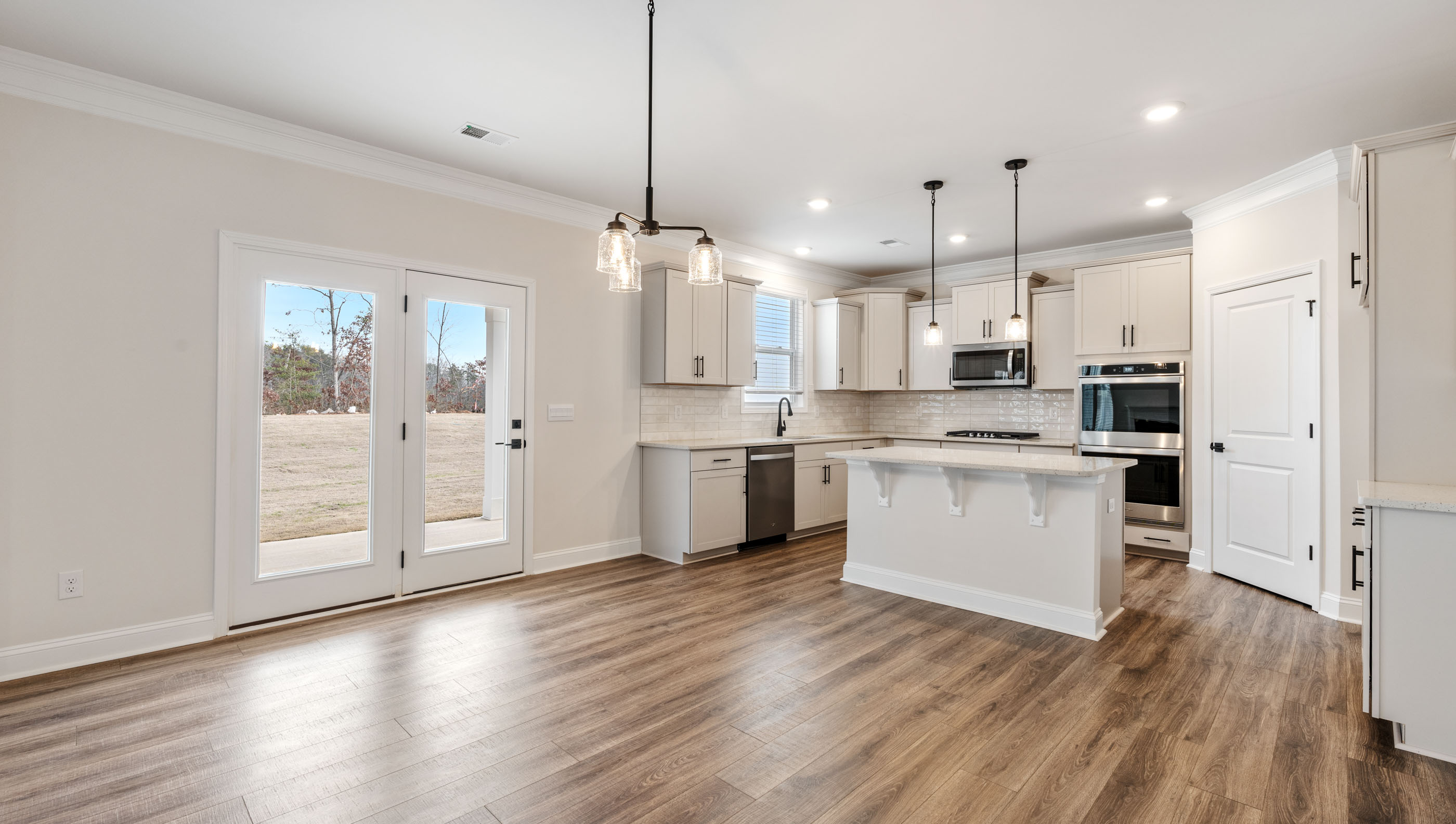 View of kitchen from family room.