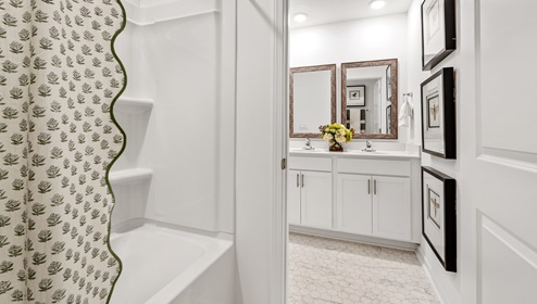 Bathroom with tub and shower.