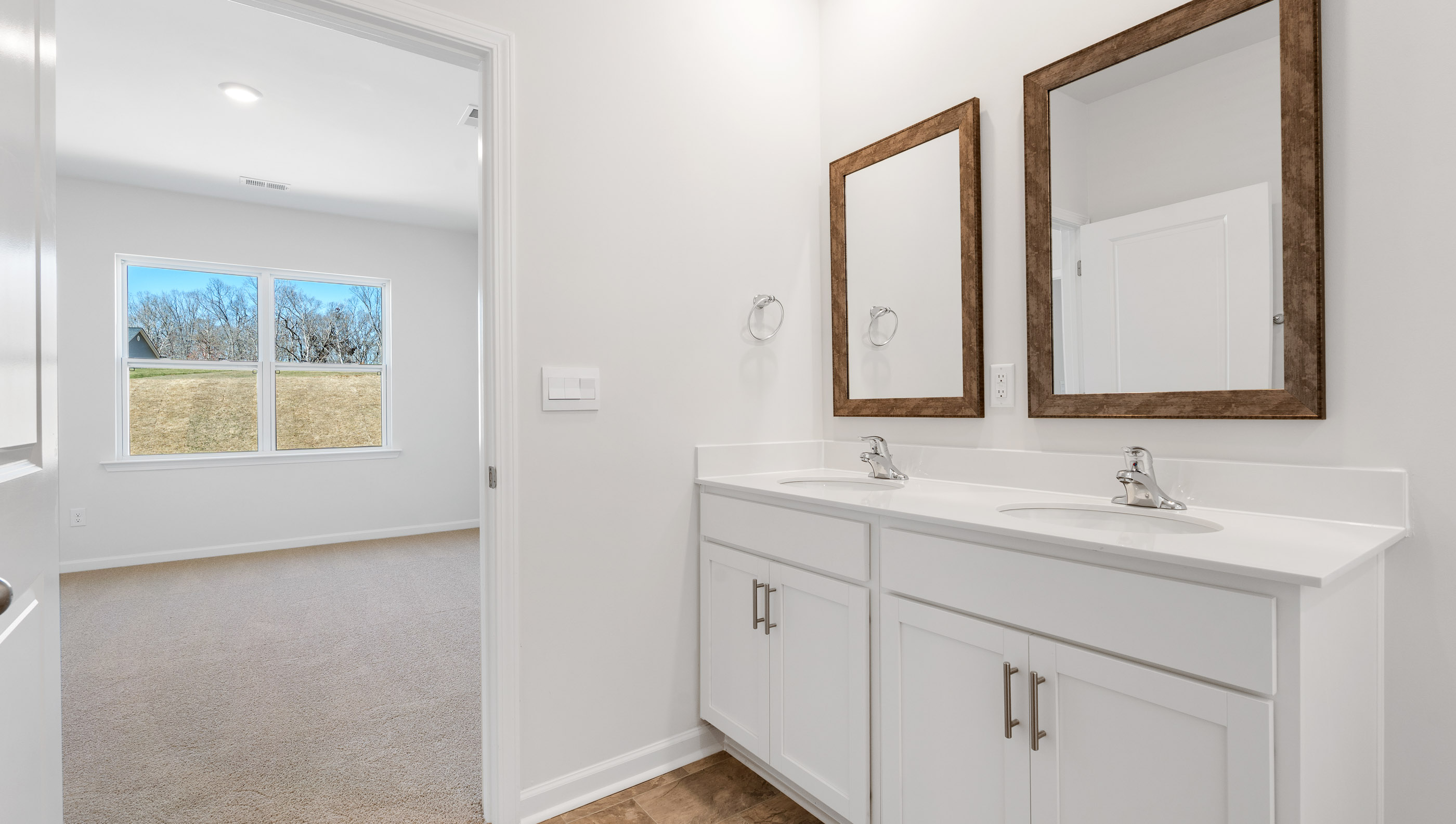 Bathroom with double vanity.