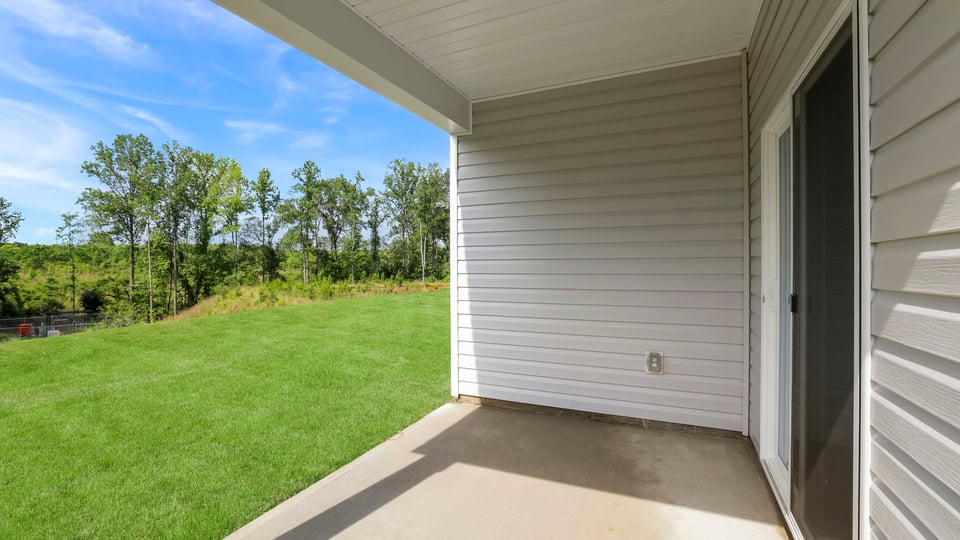 Covered patio of home.
