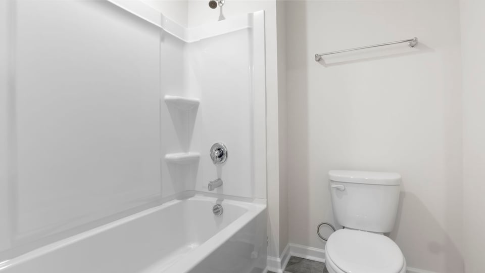 Bathroom tub and toilet.