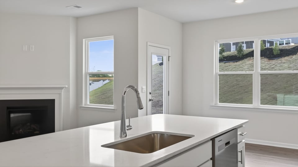 Kitchen with island and countertops..