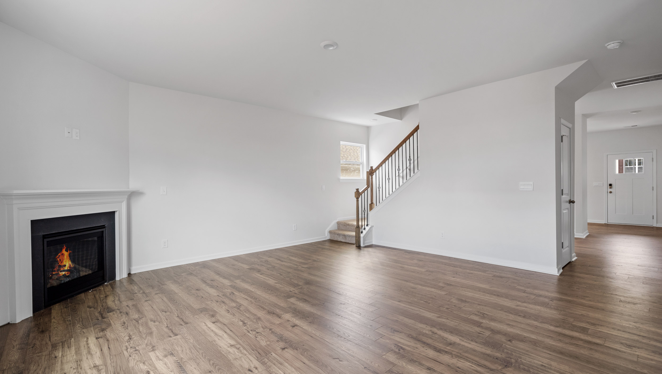 Family room with fireplace.