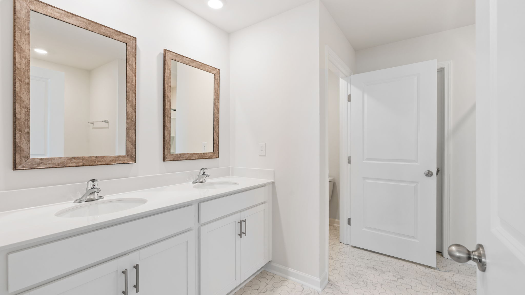 Bathroom with double vanity.