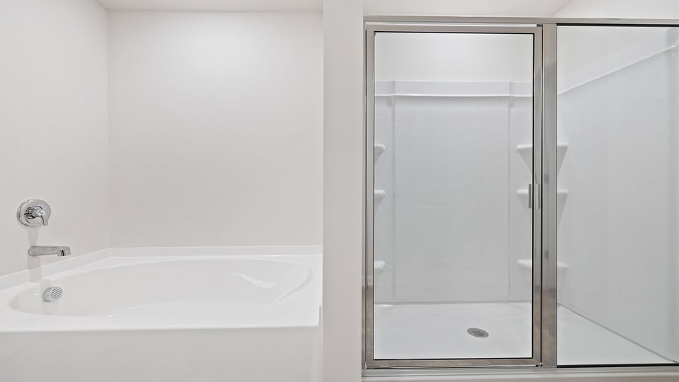 Bathroom with walk in shower and tub.