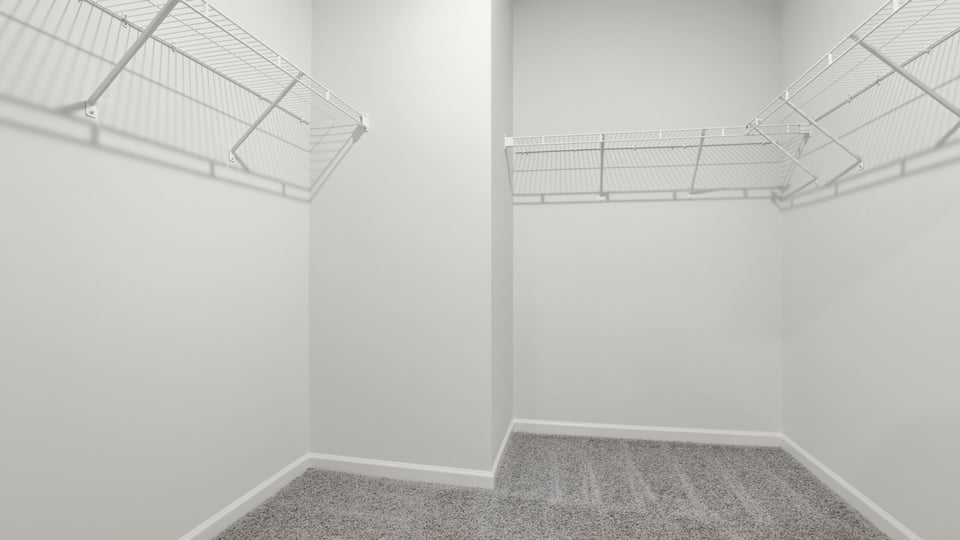 Closet with hanging storage racks.