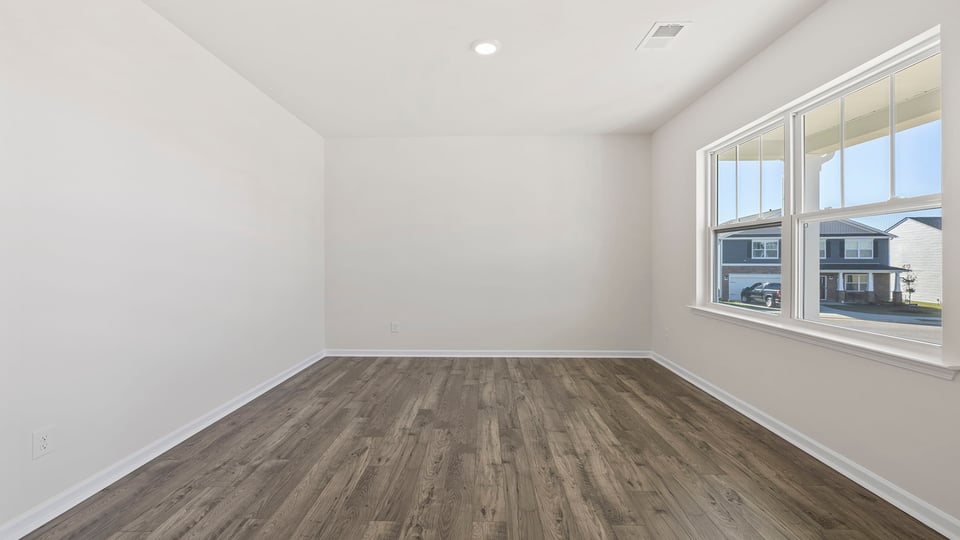Dining room with windows.