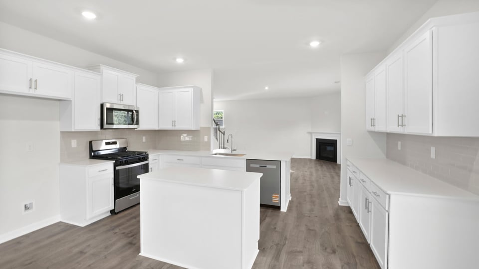 View of kitchen from dining area