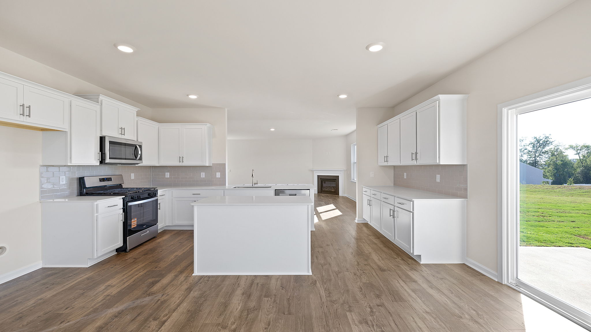 Family room looking towards kitchen.