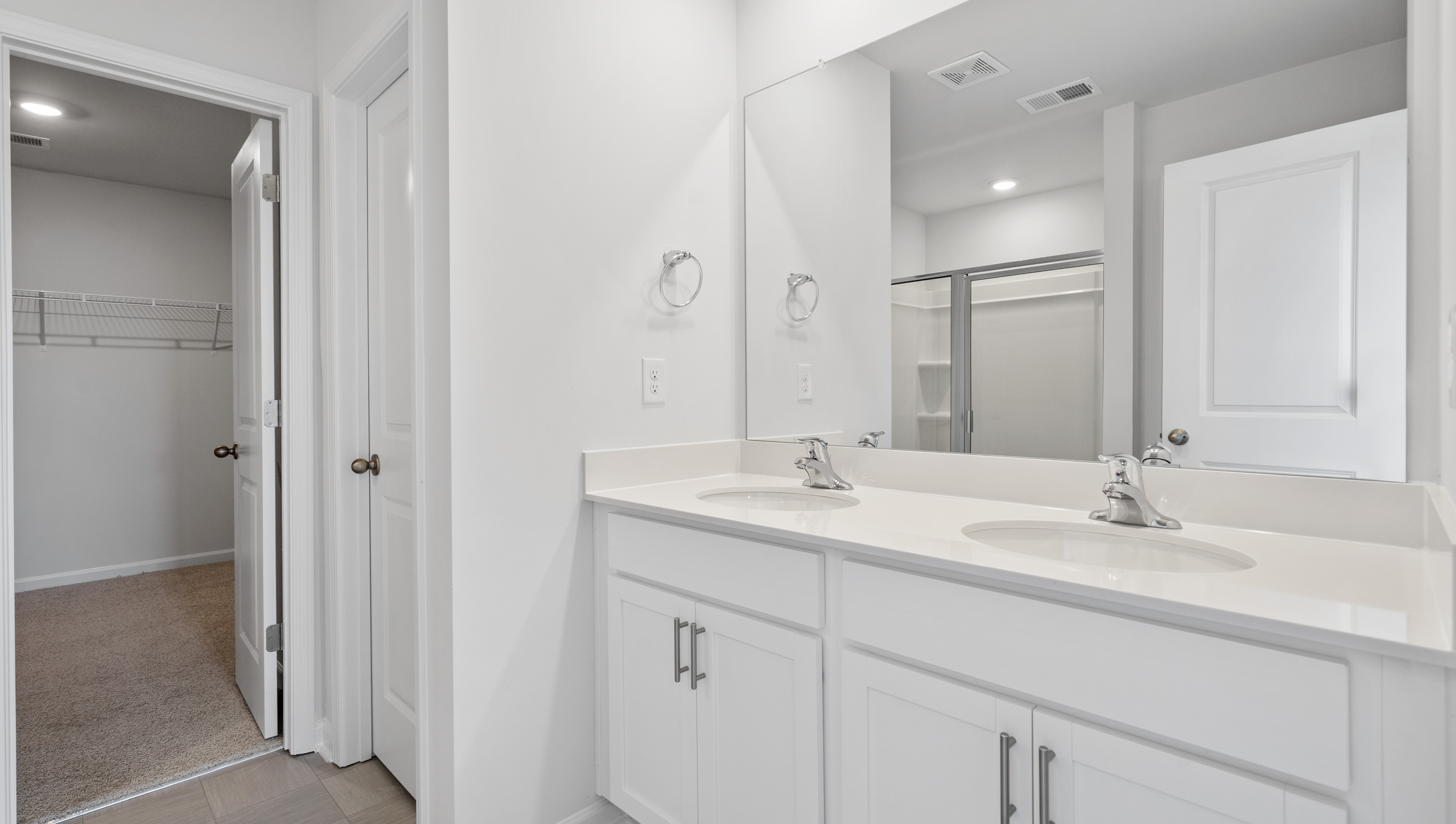 Bathroom with double sink vanity.