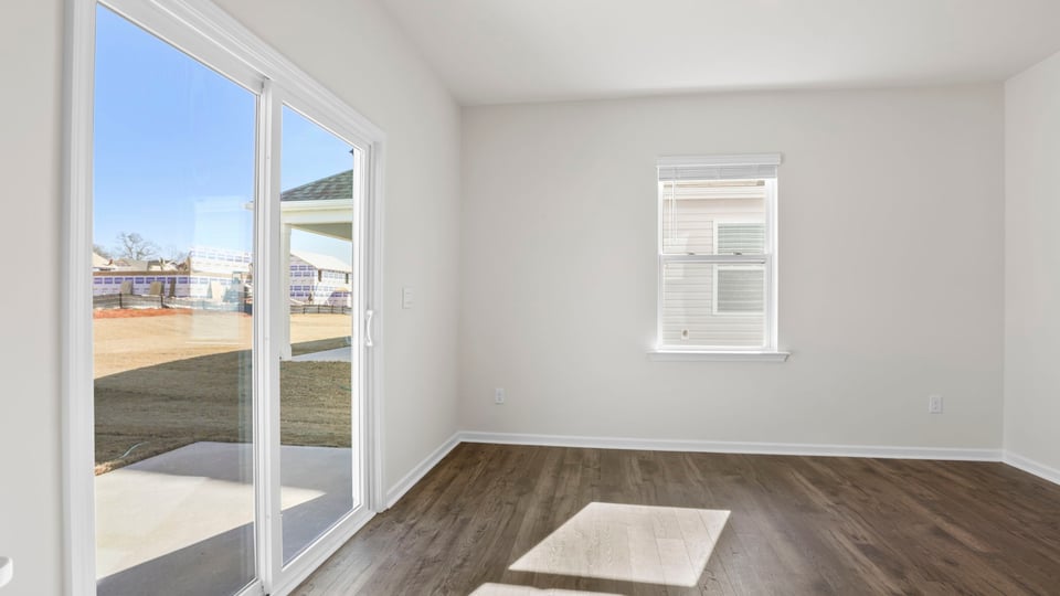 Living room with sliding doors.