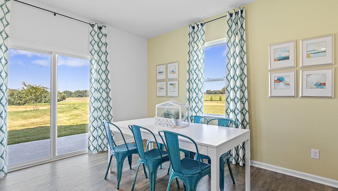 Breakfast area with sliding door.