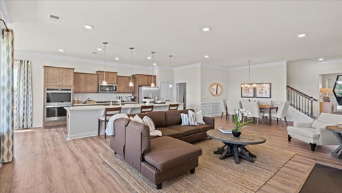 Family room with windows.