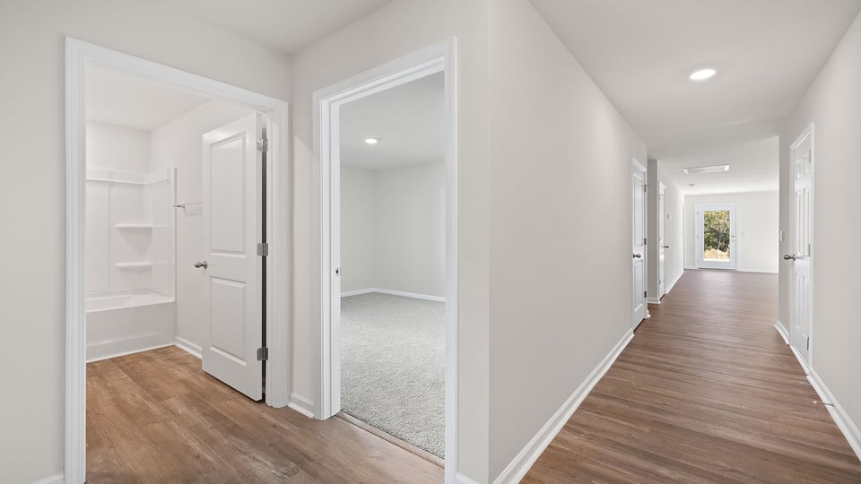 Entry and view of hallway to the living area.