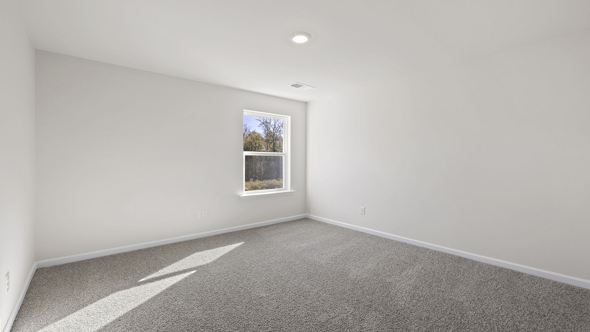 Bedroom with window and carpet.