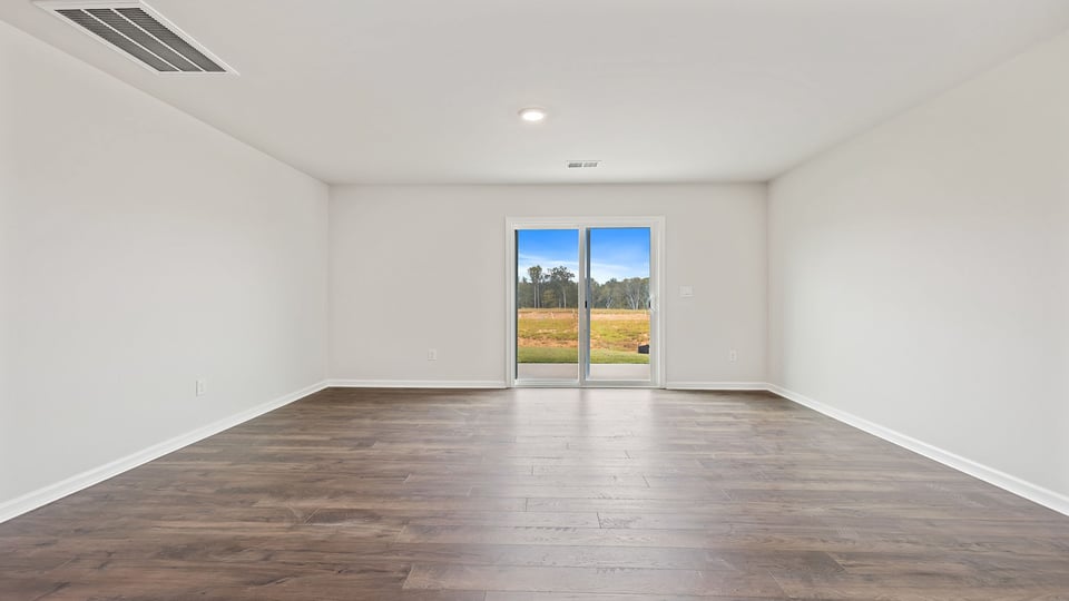 Family room with windows.