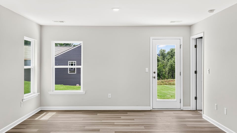 Family room with windows.