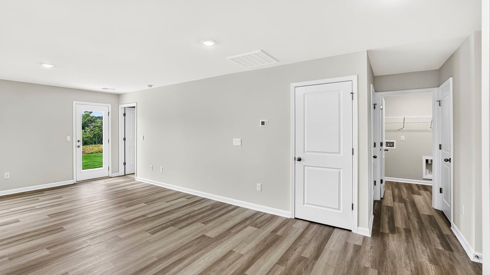Family room with windows.