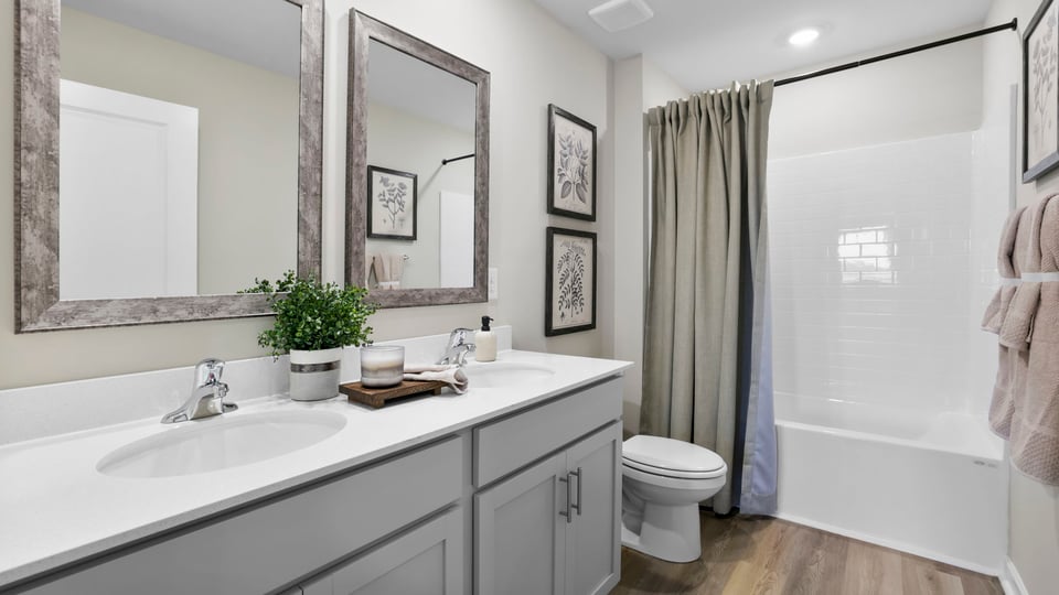 Bathroom with vanity sink.