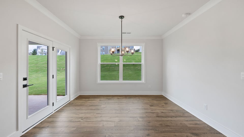 Dining area with windows.