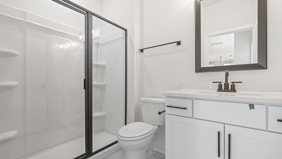 Bathroom with vanity sink.