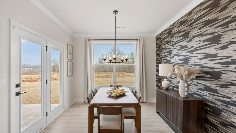Dining area with windows.