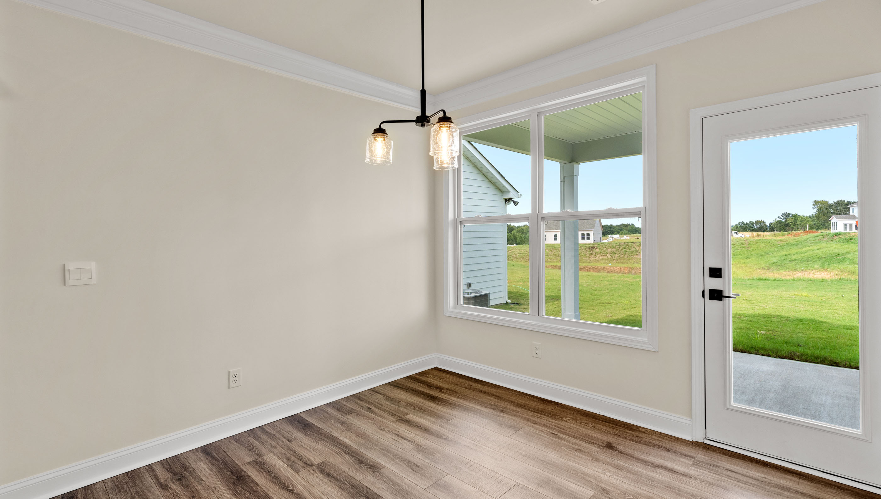 Dining area with windows.