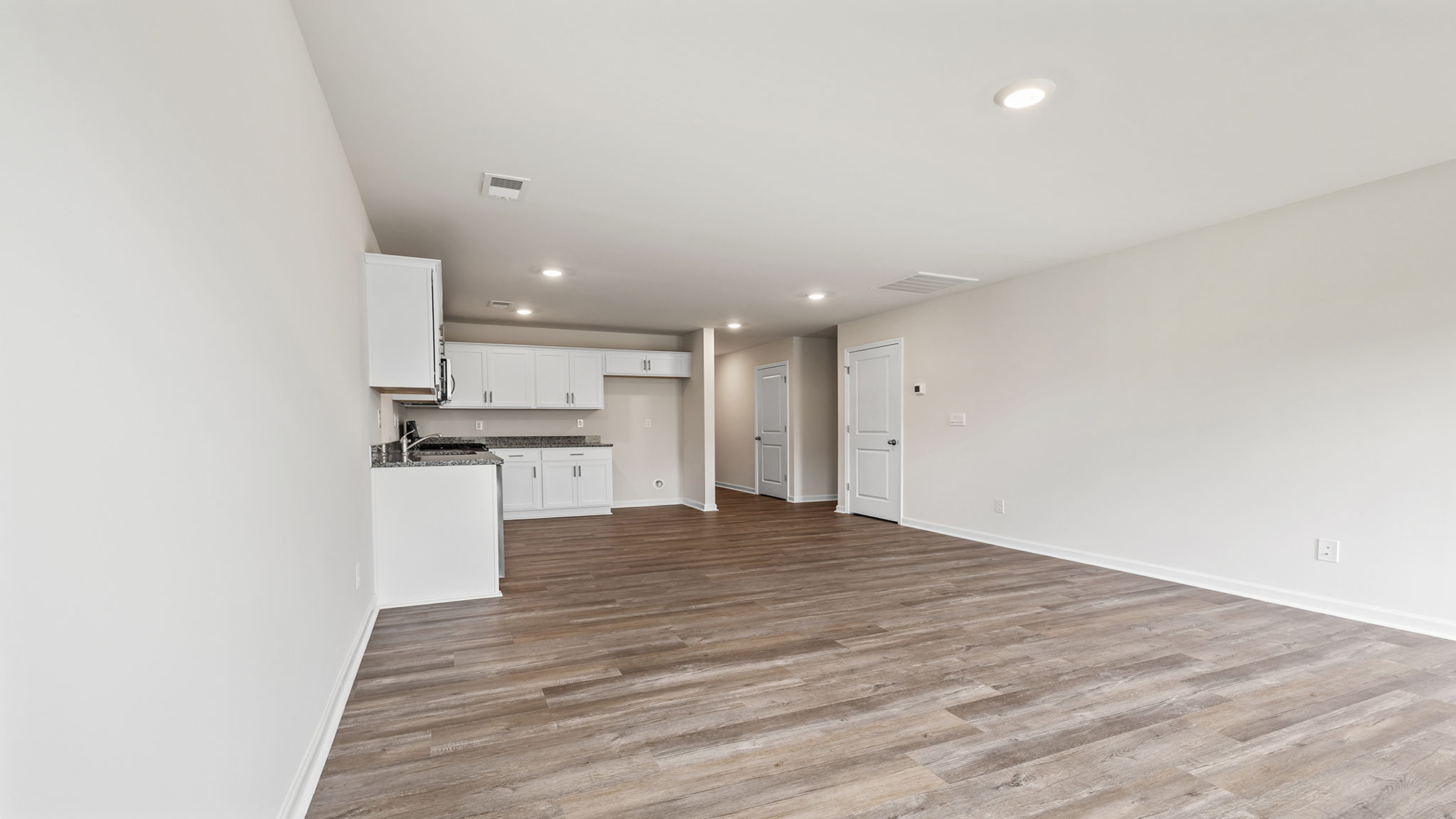 Combination living and dining area.