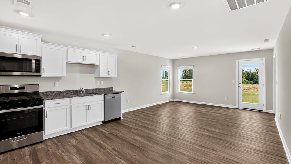 Family room with windows.