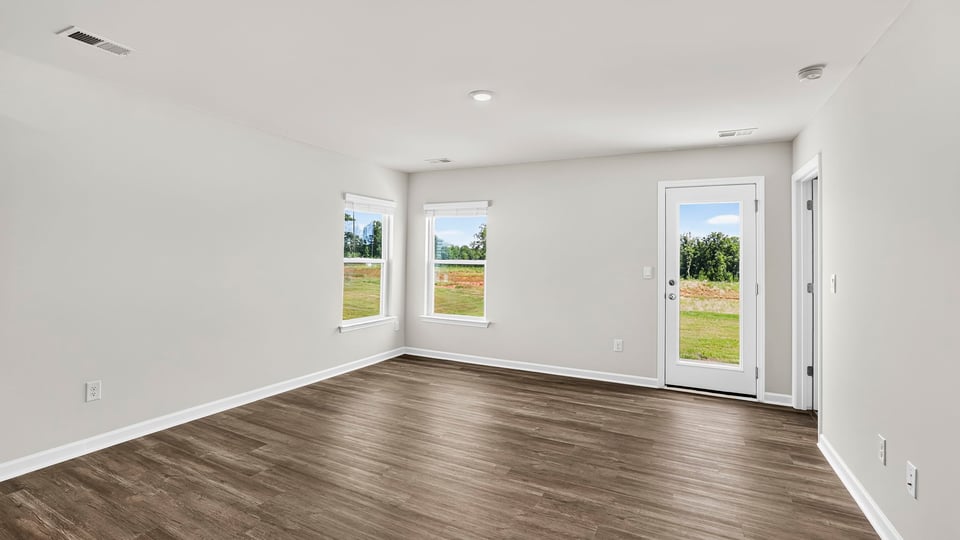 Family room with windows.