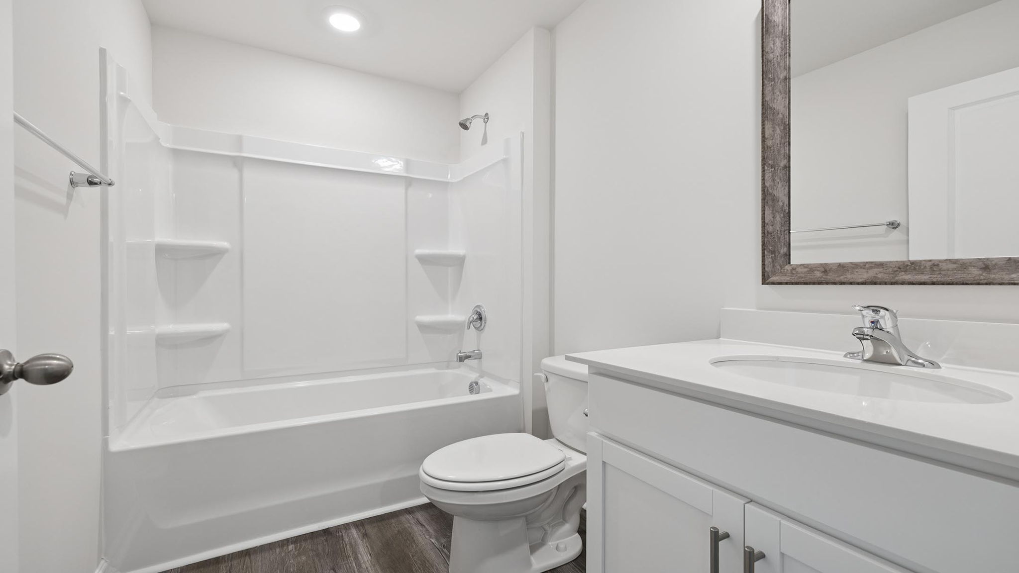 Bathroom with vanity sink.