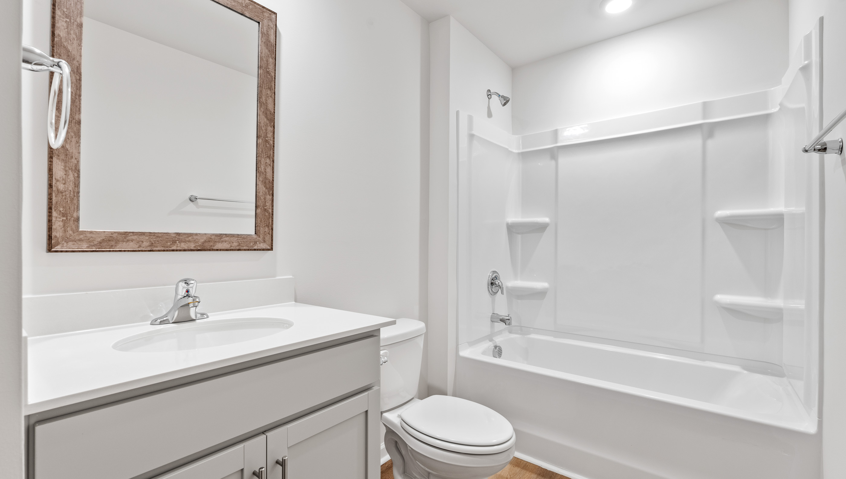 Hall bathroom with shower / tub.