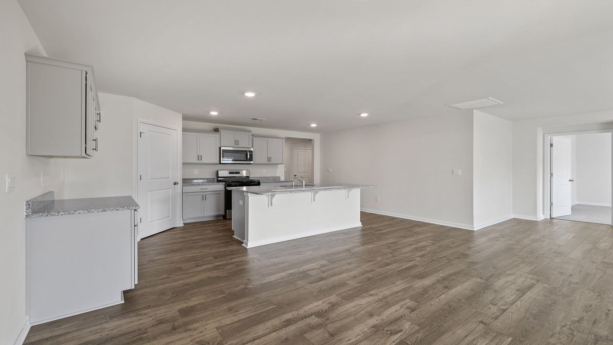 View of open kitchen.