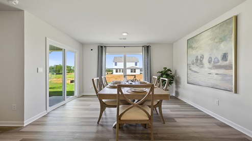 Dining area with windows.