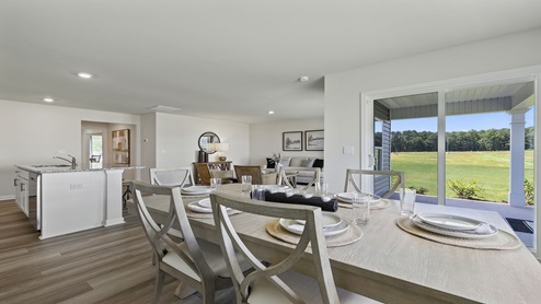 Dining area with windows.