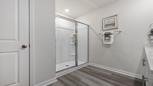 Primary bathroom with shower.