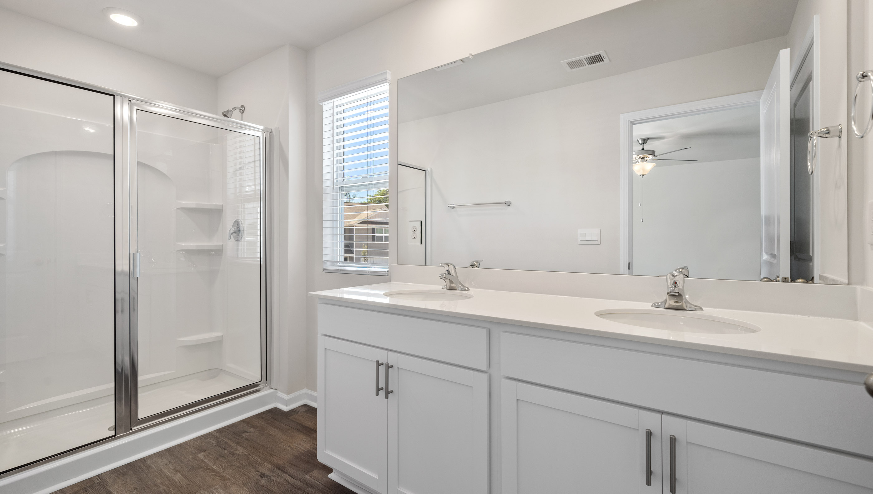 Vanity with double sink.