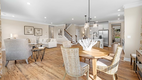 Family room with windows.