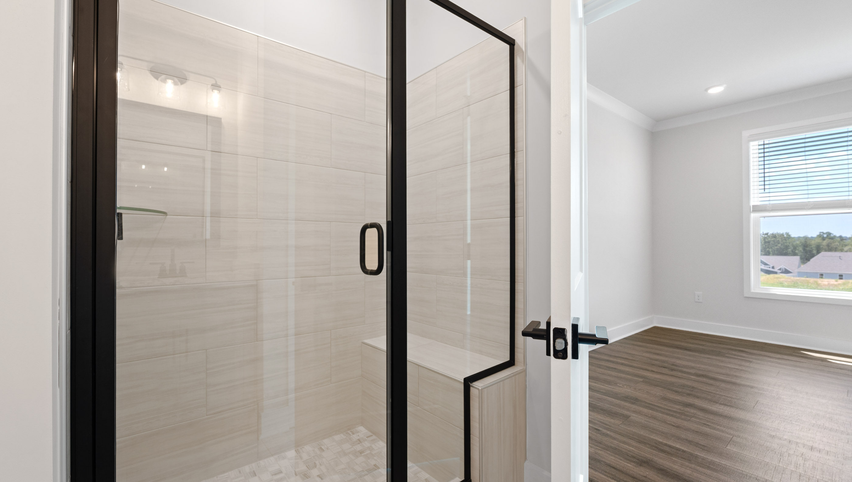 Primary bathroom with walk in shower.